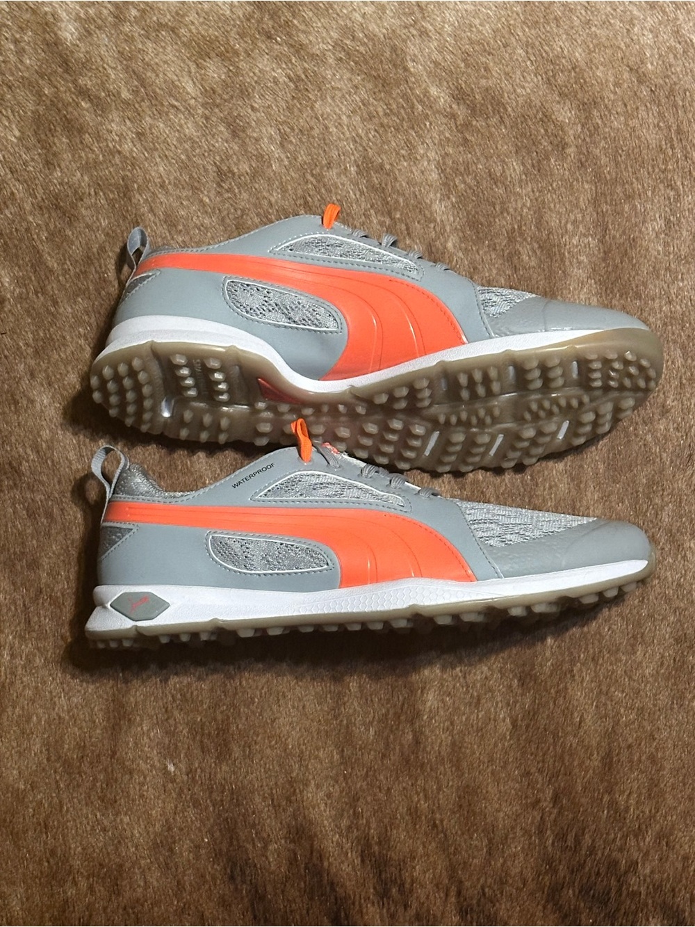 Puma Biofly Mesh women’s Golf Shoe 8M Gray with Bright Orange Accent